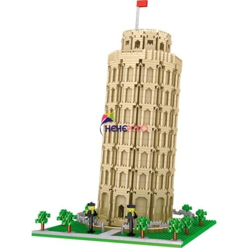 No.8043 World Architecture Leaning Tower of Pisa 3D Model DIY Mini Diamond Blocks Bricks Building Toy for Children no Box