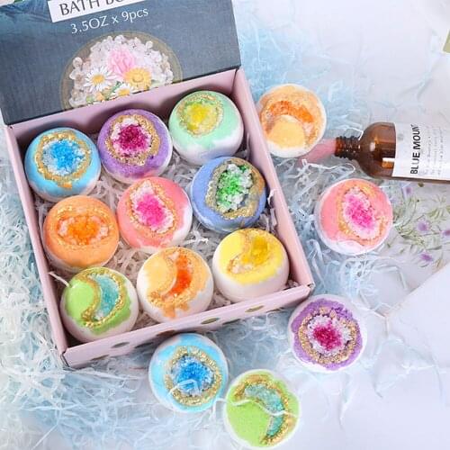 9pcs Bath Bubble Salt Balls Essential Oil Soap Handmade Bath Bombs Stress Relief Bath Salt Bubble Tub Spa Bath Body Bathing Tool