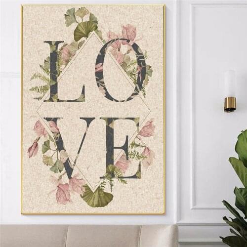 Abstract Flower Love Canvas Picture Print Poster Modern Wall Art Canvas Painting Prints Living Room Bedroom Nordic Home Decor