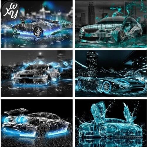 Diamond Painting Blue Racing Car Full Square Round Cross Stitch Kits Rhinestones Embroidery Mosaic Art for Home Decor Handicraft