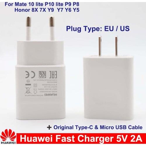 5V2A Huawei FAST Charger Mate 10 Lite Original EU/US Charging USB3.1 5A Cable For P10 P9 P8 Lite Mate 10 Lite Honor8 7X, Y5 6 7
