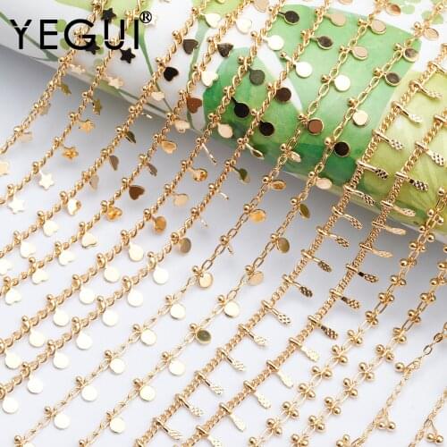 YEGUI C114,jewelry accessories,diy chain,18k gold plated,0.3 microns,hand made,diy bracelet necklace,jewelry making,1m/lot