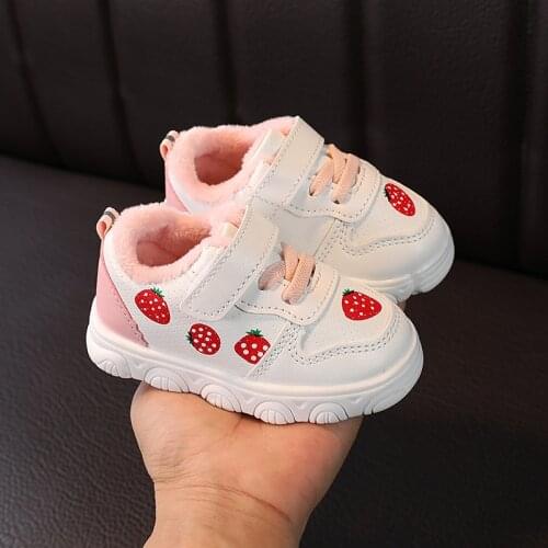 Baby Shoes Winter 2021 New Toddler First Walkers Plus Velve Keep Warm Flat Baby Sneakers Non-slip Casual Shoes SYR014