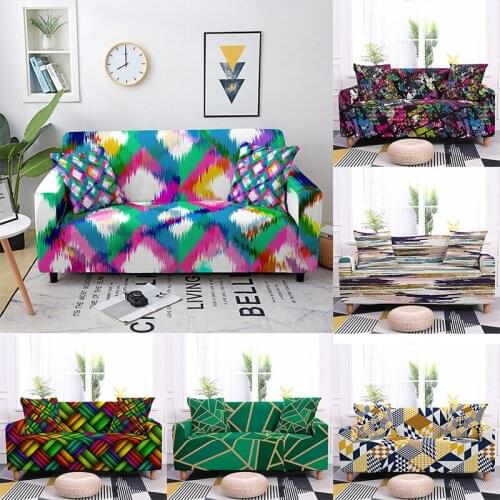 Geometric Pattern Elastic Corner Couch Cover for Living Room Stretch Sectional Sofa Silpcover Sofa Protector