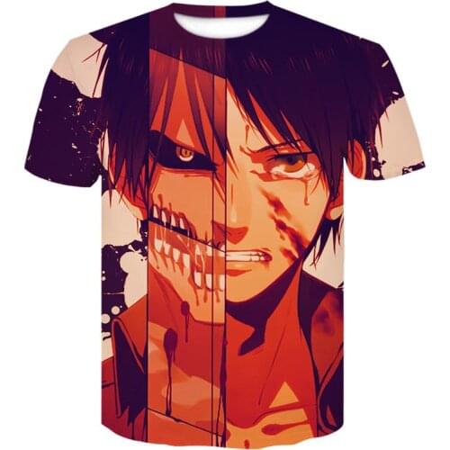 Hot New Summer Mens Clothing Anime 3D Printed T-Shirt Attack On Titan t shirt Harajuku Breathable T shirt Cartoon Short sleeve