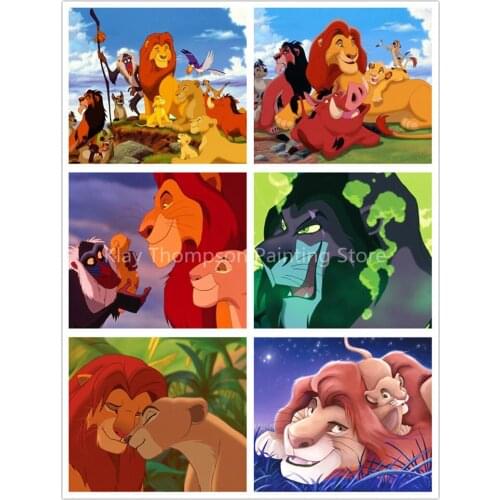Disney Diamond Painting Poster Lion King Watercolor Painting Diamond Embroidery Childrens Room Decor Mosaic Picture Home Decor