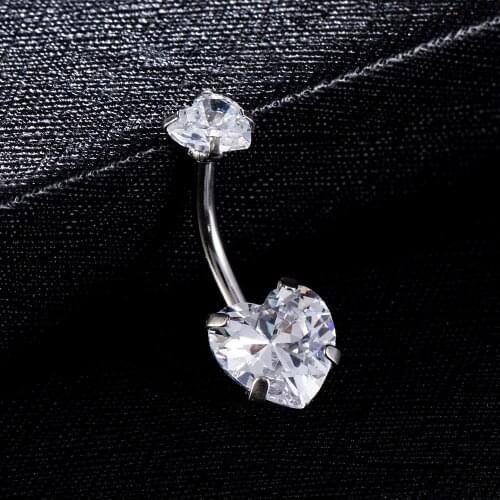 Surgical Steel Navel Belly Button Ring Barbell Zircon Heart Piercing Sexy Belly Bars Belly Button Rings Belly Piercing