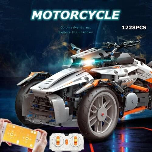 Bombardierr Can Am Spyder Motorcycle RC Racing Dual RC Creativity MOC 50021 Technolog Building Blocks Bricks Toys Gifts