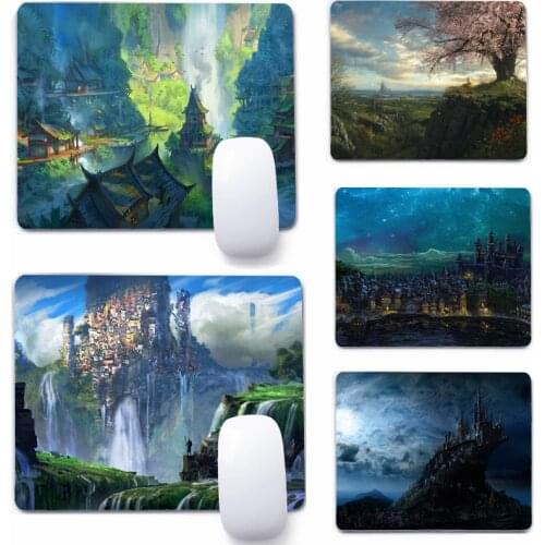 Fantasy Landscape Anime Art 22x18cm Mouse Pad Computer Small Mouse Non-slip Pad Desktop Keyboard Pad Office Mouse Mat