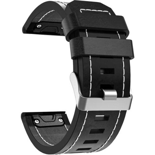 Easyfit Wriststrap 26mm Quick Release leather Watchband bracelet for Garmin Fenix 6X / Fenix 6X pro Fenix 3 3 HR Smart Watchband