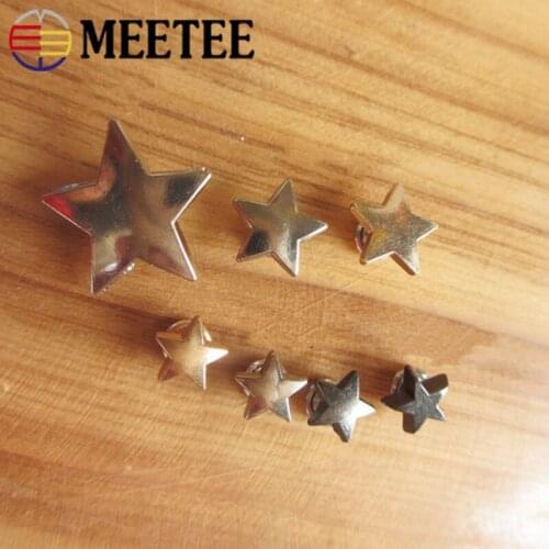 Meetee 100pcs 9/12/19mm Metal Star Rivet Buckles Shoes Leather Belt Decoration Nail Clasp Accessories DIY Bags Clothing Rivet