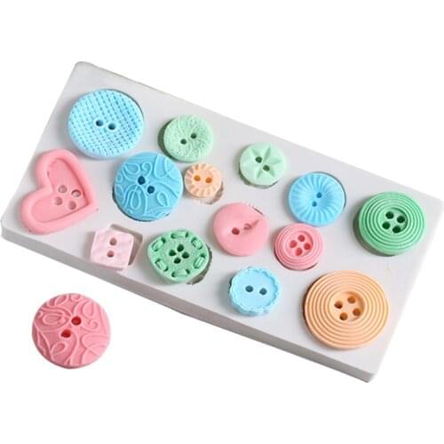 Cute Button Shape Fondant Cake Mold Candy Chocolate Silicone Molds Cookies Biscuits Mould Kitchen Baking Cake Decorating Tools