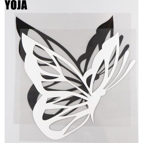 YOJA 22.5×20.8CM Fashion Vinyl Butterfly Cartoon Decal Animals Car Sticker Black/Silver 19C-0061