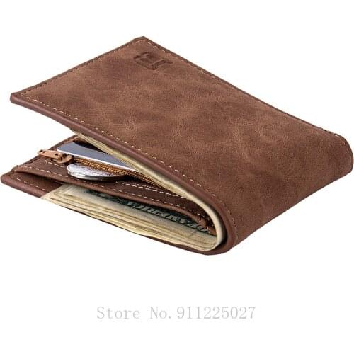 Fashion Mens Short Wallet Card Holder Top Quality PU Leather Coin Purse Dollar Bag Ultra-thin Mony Bag