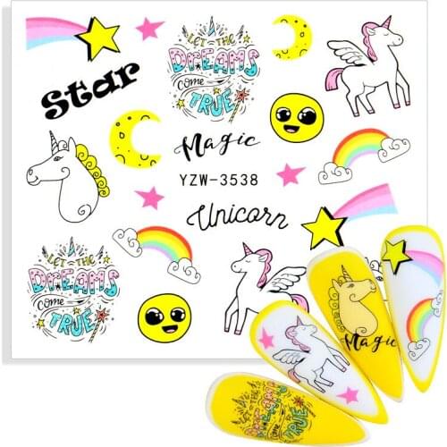 Cartoon Unicorn Nail Stickers For Kids Nail Art Decoration Nail Wraps Cute Elements Manicure Foil Nail Art Adhesive Decal Child