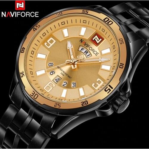Men Quartz Watches NAVIFORCE Top Brand Military Sport Watch Men Full Stainless Steel Waterproof Calendar Clock Relogio Masculino