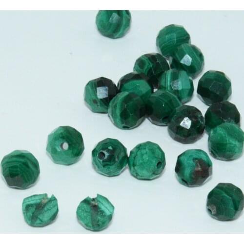 Natural Malachite Faceted Round Beads 5.9mm-6mm
