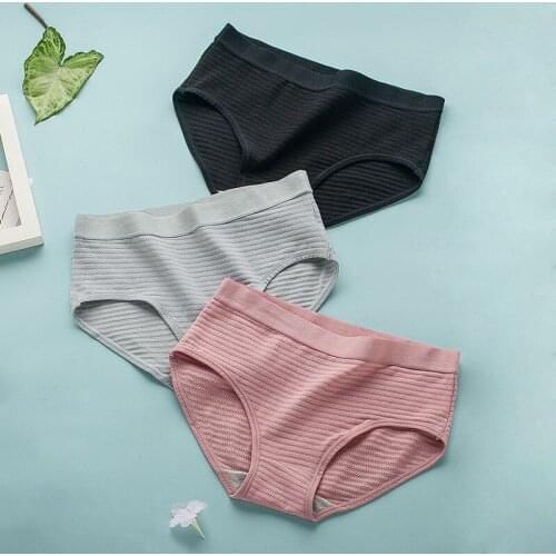 New Cotton Soft Fabric High Quality Panties Breathable Seamless Women Solid Underwear Middle Waist Hollow Female Breifs