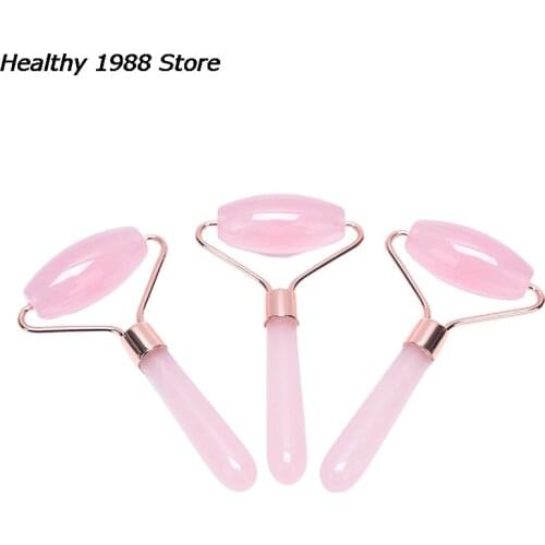New Rose Face Lift Massager Crystal Roller Facial Massage Relaxation Jade Roller Stone Natural Rose Quartz Beauty Skin Tool