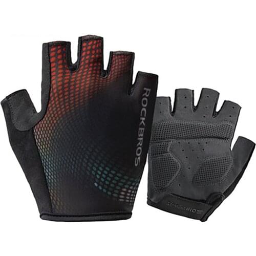 1 Pair ROCKBROS Cycling Men’s Gloves Breathable Shockproof Cycling Summer Fingerless Gloves MTB Mountain Bicycle Sports