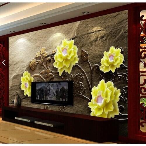 Custom 3D wallpaper, peony flowers floral mural for living room bedroom TV backdrop waterproof wallpaper
