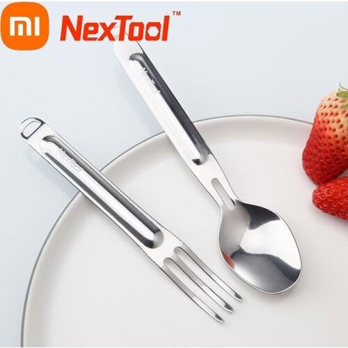 Xiaomi Youpin Nextool Portable Outdoor Fork Spoon Set Tableware Dinnerware Healthy Stainless Steel 2-in-1 Detachable Tableware