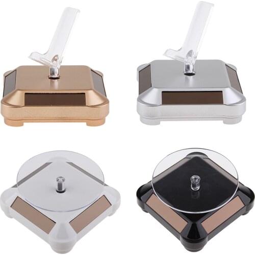 Premium Solar / Battery Powered Jewelry Camera Watch Display Turntable Turn Table Rotary Stand + Rack for Phone
