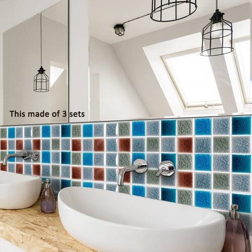 Funlife 15*15cm/20*20cm Easy to Clean Self adhesive Wallpaper Bathroom Furniture DIY Ice Crack Tiles Sticker Wall Decal TS035