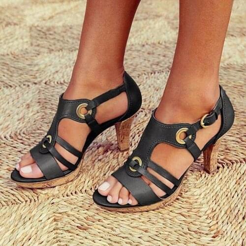 Akexiya Womens Sandals High Heels Woman Bohemia Pumps Fashion Women Hollow Out Sandals Outdoor Summer Shoes Women Femme Shoes