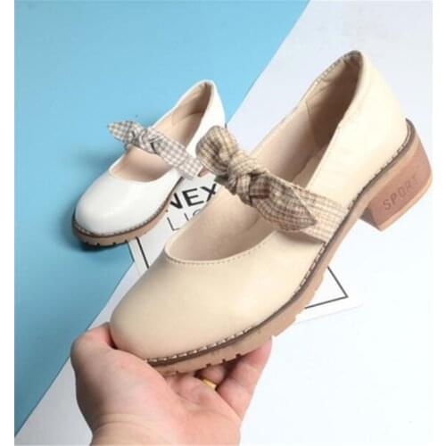 White beige color LOLITA Shoes JK Uniform Shoes PU Leather lolita dress cosplay Shoes B390
