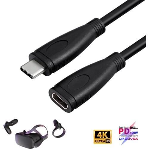 100W PD 5A Type C Extension Cable 4K @60Hz USB-C USB3.1 Gen 2 10Gbps Extender Cord For Nintend Switch Oculus Quest 1 2 Link VR