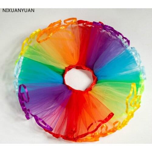 In Stock Rainbow Colorful Underskirt Short Dress Petticoat Lolita Cosplay Tutu Short Skirt Rockabilly Crinoline