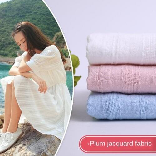 Width 55" Stripe Jacquard Fabric 100% Cotton Material Womens Shirt Skirt Pajama Childrens Wear Fabric Plum blossom