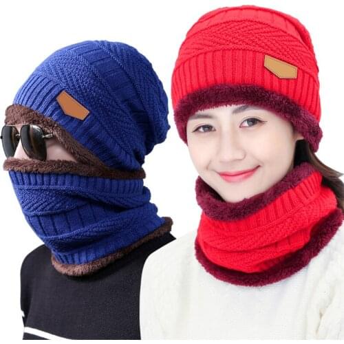 Winter Mask Neck Warmer Cap Knitted Skiing Bibs Hat Snow Sport Snowmobile Men Ladies Beanie Skullies Thicken Scarf Mask