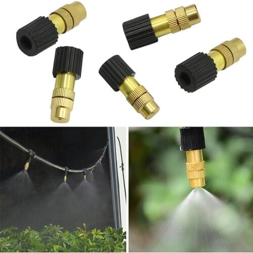 Brass Atomization Mist Nozzles Adjustable Sprinkler 6mm Connector Garden Irrigation System 100 Pcs