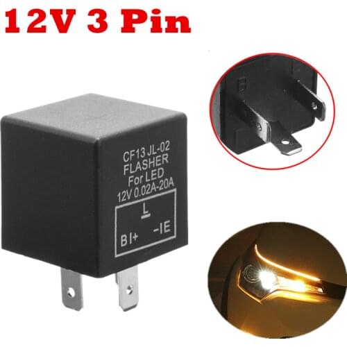 12V 3 Pin CF14 JL-02 Electronic Car Flasher Relay to Fix LED Light Turn Signal Hyper Flash Blinking Light