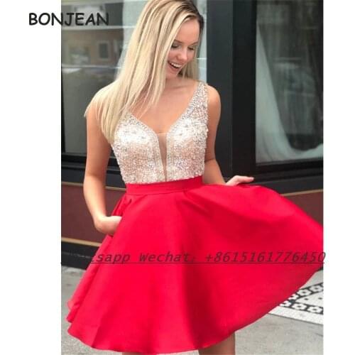 2021 Red Short Evening Dress A Line Sexy Tea-Length Lace Up Elegant Plus Size MIni Evening Prom Party Gowns