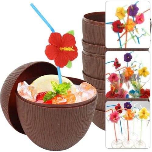 24Pcs Disposable Flower Drinking Straws Cocktail Beverage Straw Bar Tableware Holiday Party Decor Christmas Flexible Straws