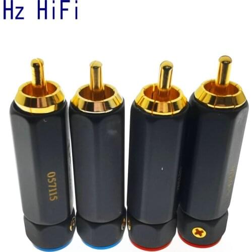 4PCS High quality Gold plated HIFI diy RCA Plug Hi end Self-locking Audio Video Connector For Audio Cable