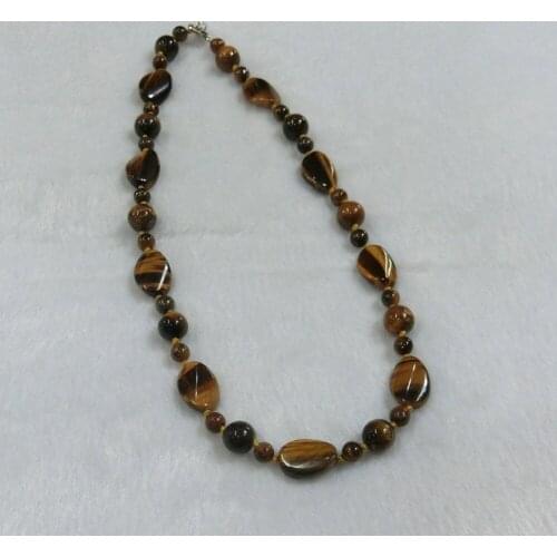 6pcs Natural Stone Tiger Eyes Bijoux Boho Revolution Necklaces Women Necklace Pendants Angulation Beads Bohemian Jewelry Free