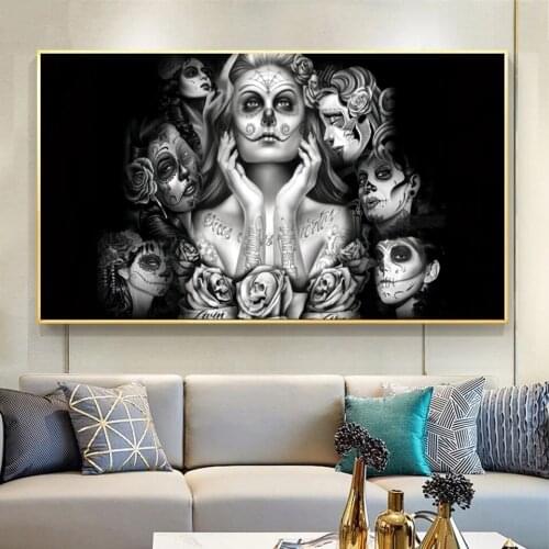 Full Square/Round Drill 5D DIY Diamond Painting Skull Girls"Black Sexy Tattooed Women" 3D Embroidery Cross Stitch 5D X8