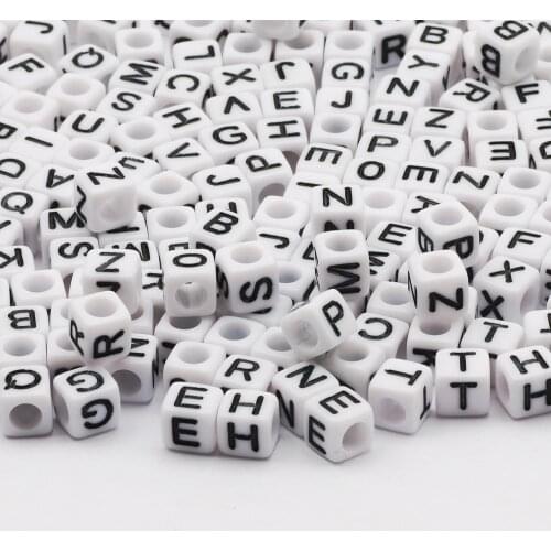 White Square 6mm Acrylic Beads Loose Letter Spacer Beads For Jewelry Making Diy Charm Necklace Bracelet Accessories