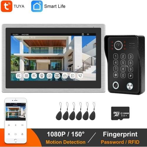 Wireless Home Video Intercom Smart Doorbell Camera System 10 Inch Touch Monitor 1080P Wifi Door Phone Intercom With RFID Unlock
