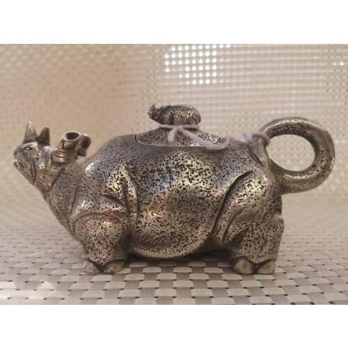 Collection Old Tibetan silver Golden Toad teapot,High Quality Home Art Decoration Crafts Animals pot