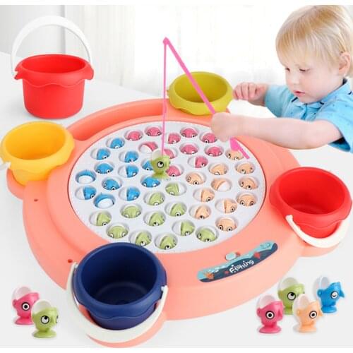 Kids Fishing Toys Electric Rotating Fishing Play Game Musical Fish Plate Set Toys for Children Gifts
