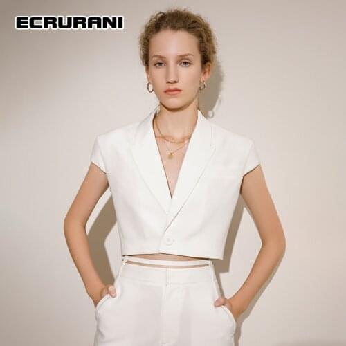 Женские короткие жилеты ECRURANI China At AliExpress