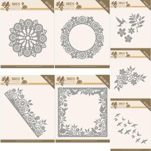 Piggy Craft metal cutting dies cut die mold Bird flower series frame Scrapbook paper craft knife mould blade punch stencils dies