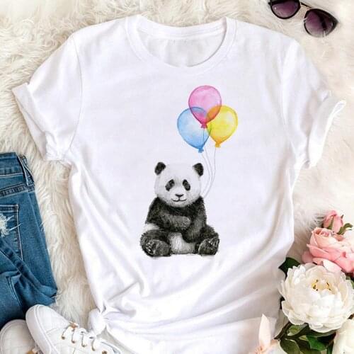 Women 90s Fashion Tees Ladies Cartoon Printing Round Collar Basic Womens Top Summer White Tshirts Tees Basic Clothes Top