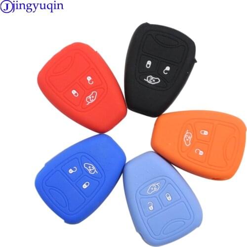 Jingyuqin 20pcs Silicone Car Key Cover Case For Chrysler Dodge Caliber Jeep Patriot Liberty 3 Buttons Remote Key Car Styling