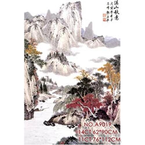 Cross stitch suit, Xishan Qiuyi mountain scenery, ink painting, hand embroidery, cross stitch material bag a9019